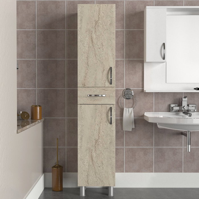 Hanah Home Mueble de Baño 2 Puertas 1 Cajón Selin Travertino Melamina 35x179x31.3cm